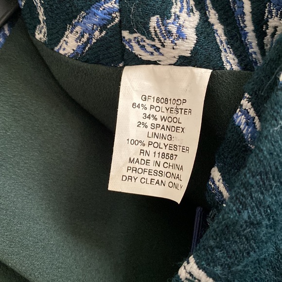 Jason Wu Grey Forest Green Embroidered Faux Wrap Wool Blend Skirt - Picture 6 of 8